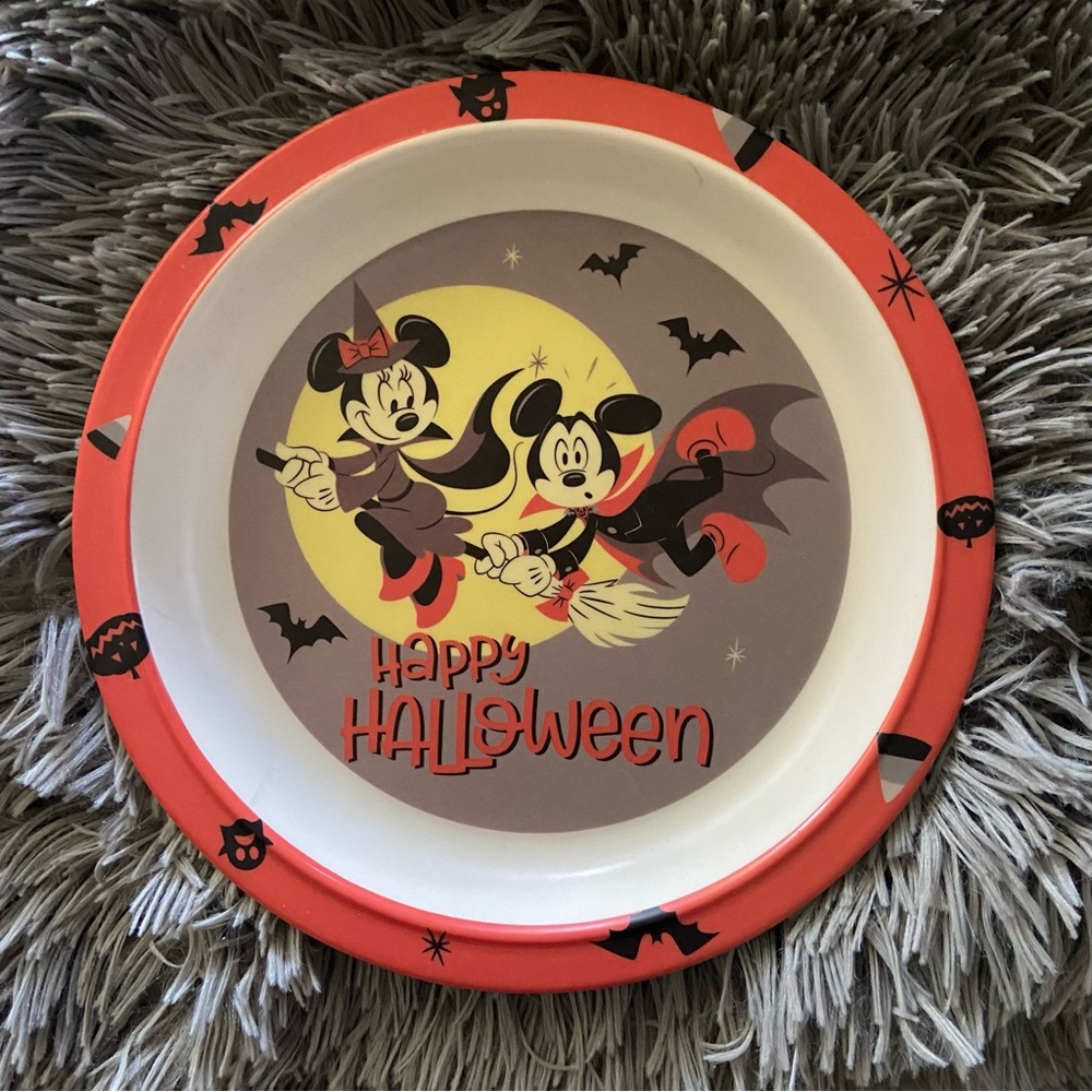 Disney Mickey & Minnie Mouse Happy Halloween Melamine Child’s Plate